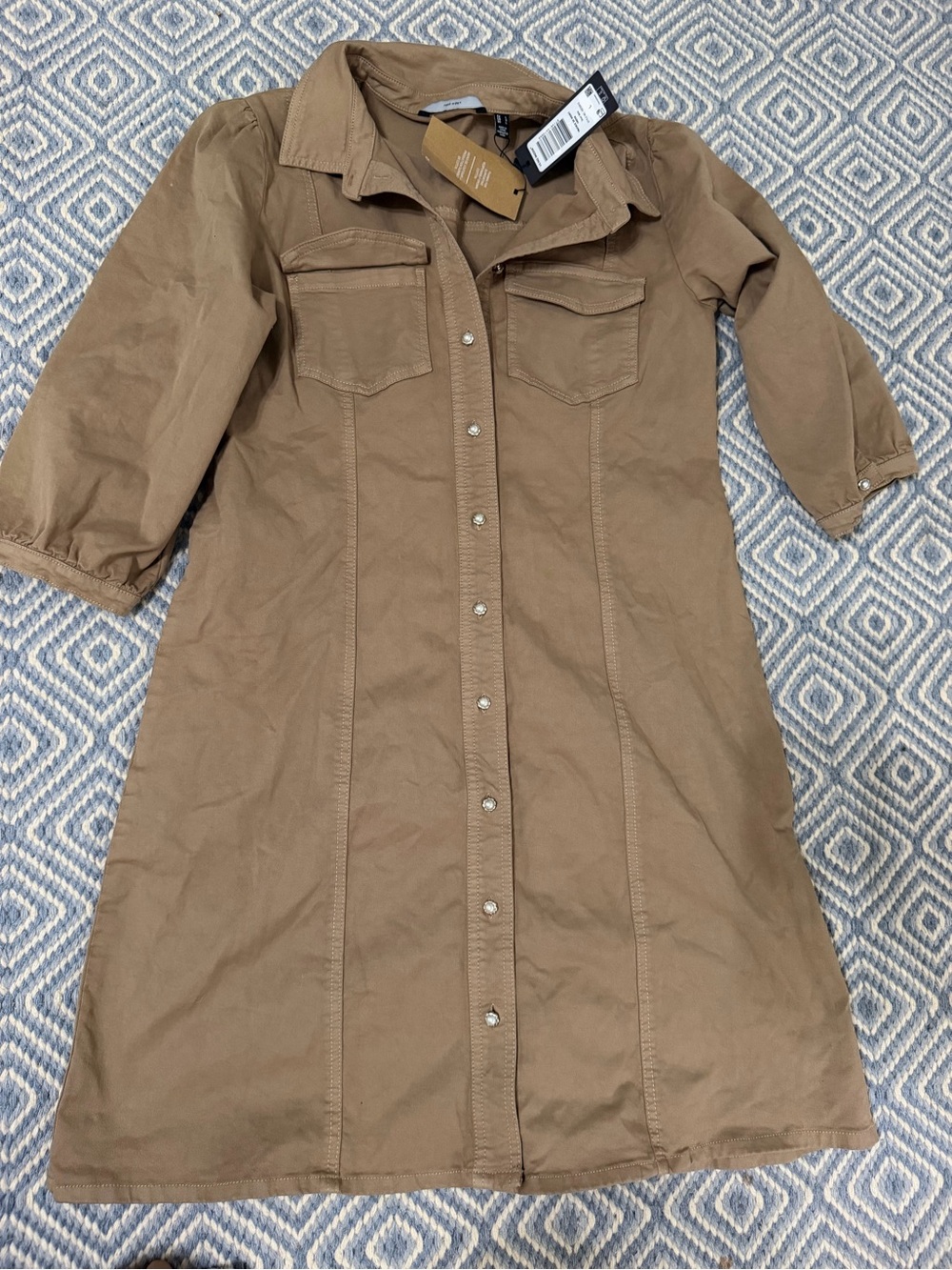 Vero Moda Tan Button Down Western Style Dress